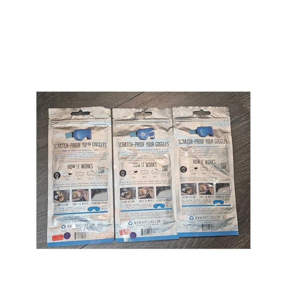 3 packages RIPCLEAR Lens Protector Flat Lens Medium 3-Hip Pack‎ Goggles Eyewear